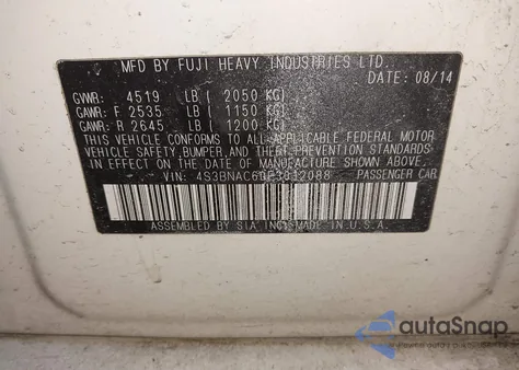 2015 Subaru Legacy 2.5I Premium z USA, uszkodzony, nr VIN 4S3BNAC60F3012088